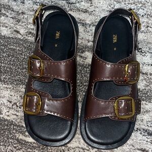 Zara leather fashion inspired sandals. Worn one time